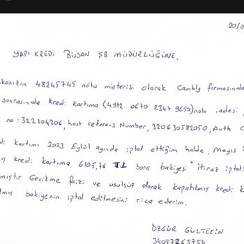 Kapatılan Kredi Kartıma 1.5 Yıl Sonra Borç Yansıtıldı!