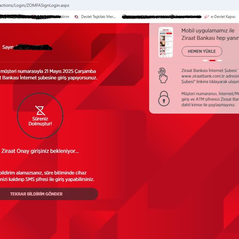 Ziraat Mobil Onay Sorunu: Girişte Sürekli Engelleniyorum