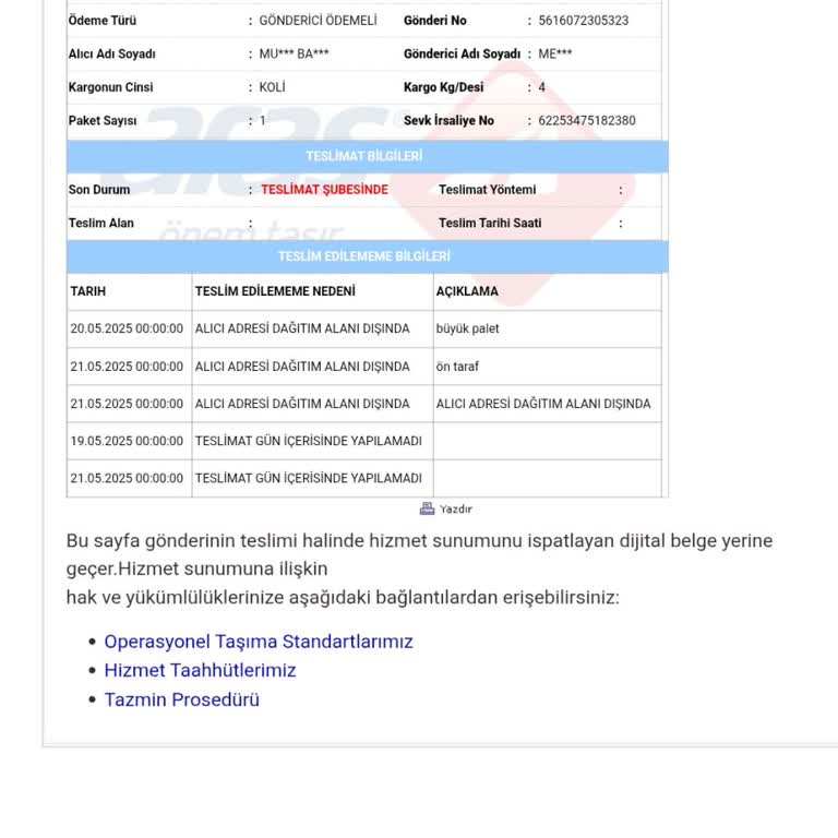 Aras Kargo Ürün Teslimatında İlgisizlik Ve Müşteri Hizmetlerine Ulaşılamıyor