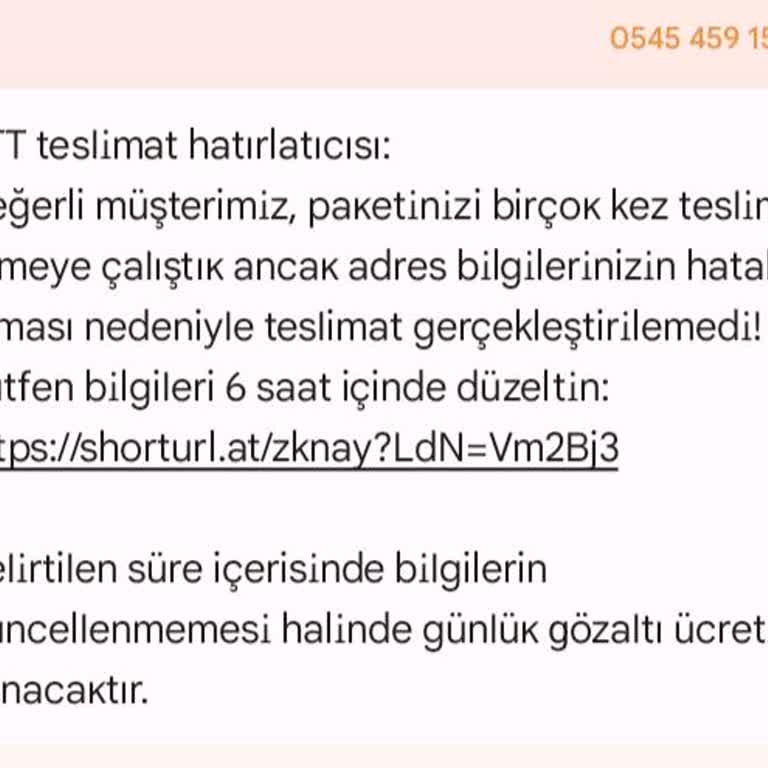 Kişisel Bilgilerim İzinsiz Kullanıldı Ve Sahte Teslimat Mesajı Aldım