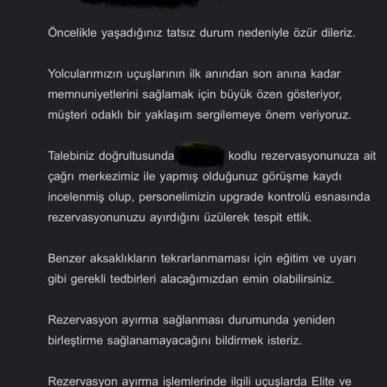 THY'nin Hatalı PNR Ayırma İşlemi Ve Koltuk Seçimi Ücret Talebi