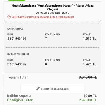 Otobüs Bileti Fiyatlarının Sürekli Değişmesi Nedeniyle Maddi Kayıp Yaşadım