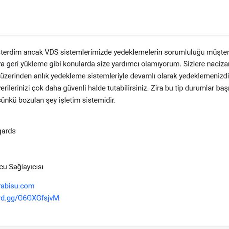 VPS Sunucu Çökmesi Sonucu Veri Kaybı Ve Yetersiz Destek