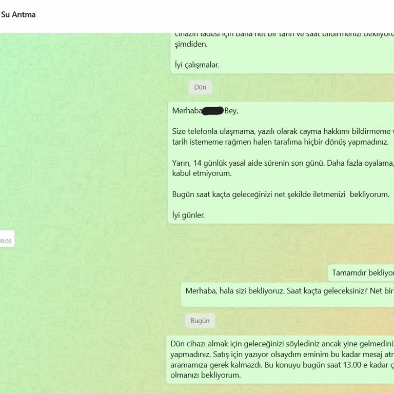 Onayım Olmadan Kurulan Arızalı Su Arıtma Cihazı Ve İade Sorunu