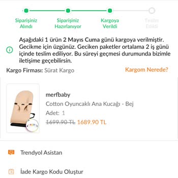 Trendyol Ve Sürat Kargo Kaybolan Ürünümün Ücretini İade Etmiyor Mağdurum