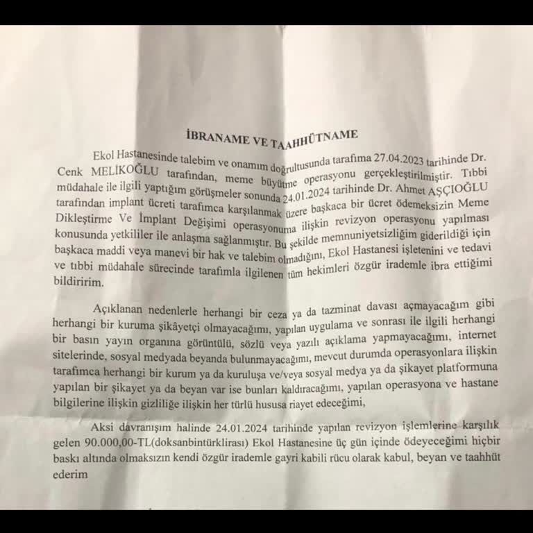 Ameliyat Sonrası İstenmeyen Sonuçlar Ve Hastane Yönetiminin Tutumu