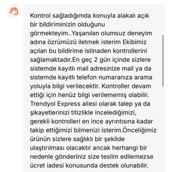 Trendyol Teslimat Sürecinde Gecikme Ve Yetersiz Destek