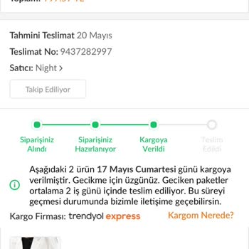 Trendyol Teslimat Sürecinde Gecikme Ve Yetersiz Destek