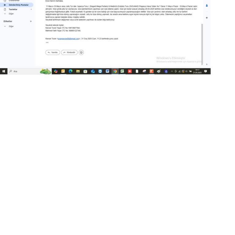 Jolly Tur Vize Hatası Nedeniyle Para İadesi Yapılmıyor