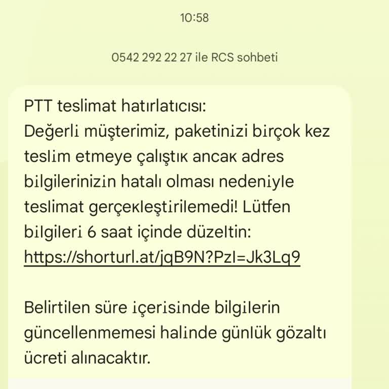 PTT Adına Gelen Sahte Mesaj Ve Güvenlik Endişesi