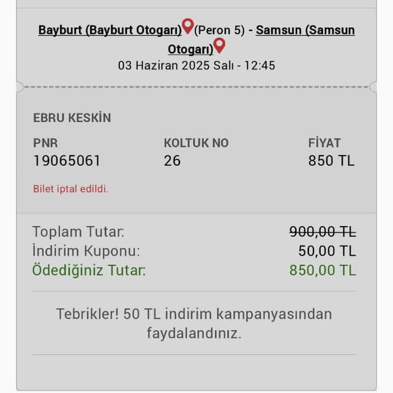 Bilet İptali Sonrası İade Ve Bilgilendirme Yapılmadı