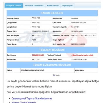 Aras Kargo Teslim Edilmeyen Kargo İçin Yanlış Teslimat Ve İlgisizlik Mağduriyeti