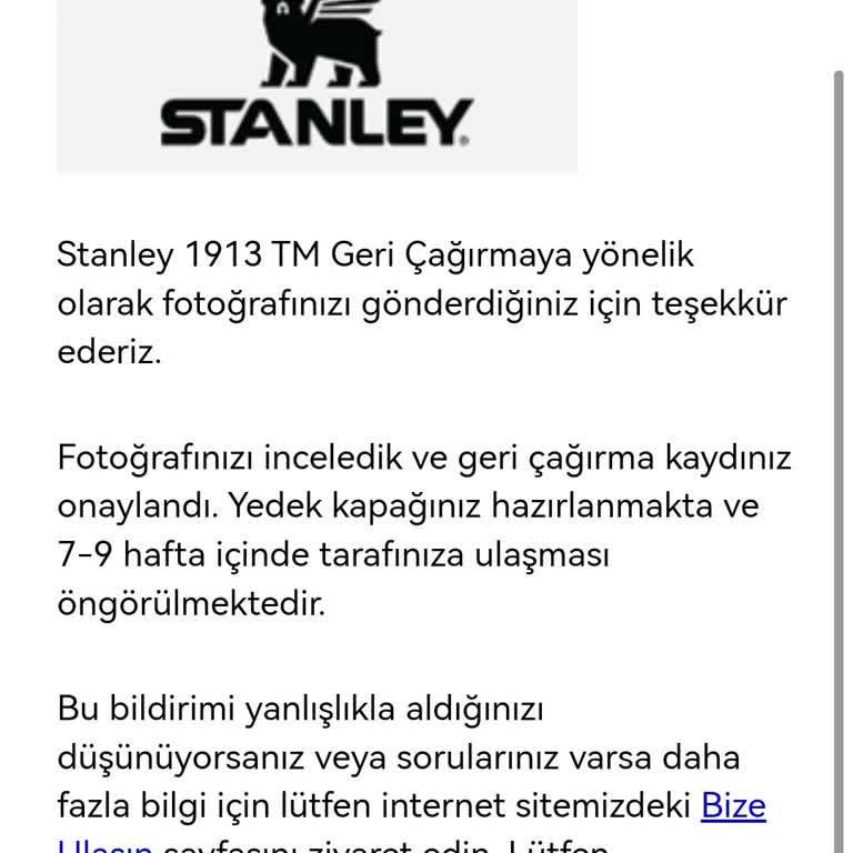 Stanley Termos Kapak Değişimi 81 Gündür Gönderilmedi
