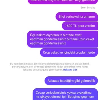 Sipariş Ettiğim Eşofman Takımı Farklı Ürünle Değiştirildi