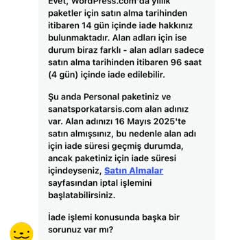 WordPress Premium Paket İadesinde Eksik Geri Ödeme Ve Hizmet Sorunu