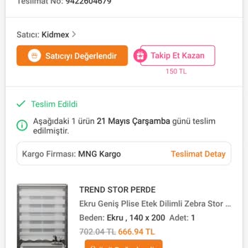 Siparişim Stor Perde Yerine Bez Çıktı, Değerlendirme Hakkım Engellendi