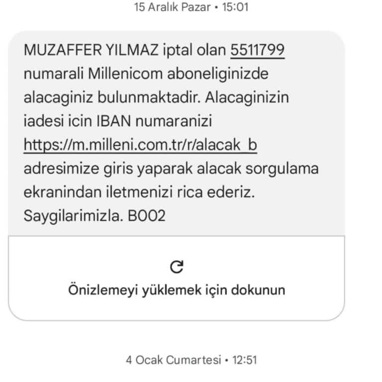Millenicom Modem İadesi Sonrası 70 TL Ücretim Ödenmedi