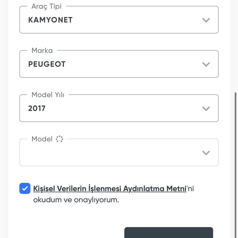 Trafik Sigortası Sisteminde Araç Modeli Seçilemiyor