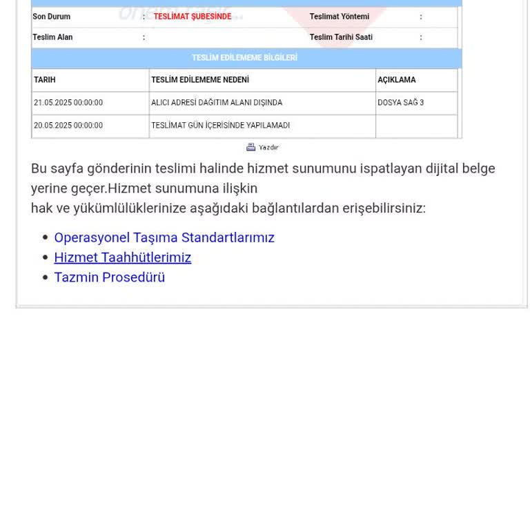 Adresime Teslim Edilmeyen Kargo Ve Sorumsuz Hizmet
