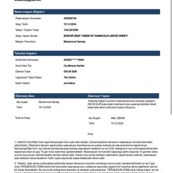 Turun Son Anda İptali Nedeniyle Mağduriyet Ve Masraflarımızın Karşılanmaması