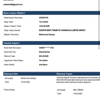 Turun Son Anda İptali Nedeniyle Mağduriyet Ve Masraflarımızın Karşılanmaması