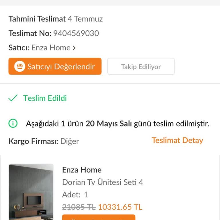 Hasarlı TV Ünitesi Teslimatı Ve Değişim Sürecinde Yaşanan Mağduriyet
