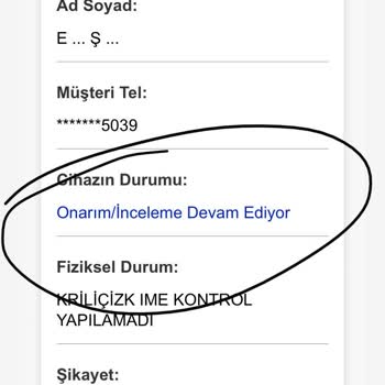 Teknik Servisten Bilgi Alınamıyor, Mağduriyet Yaşıyorum