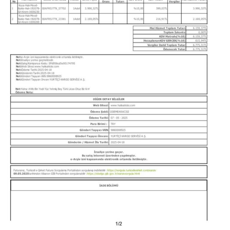 Aldığım Halı Defolu Geldi, İade Ve Para Sürecinde Sorun Yaşıyorum