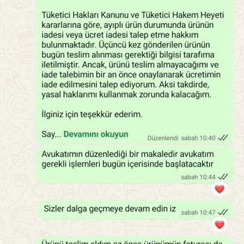 Arızalı Ürün Ve İade Talebimin Reddedilmesi Nedeniyle Mağduriyet Yaşıyorum
