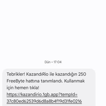 Kazandirio Uygulamasında Kazanılan İnternet Yüklenmiyor