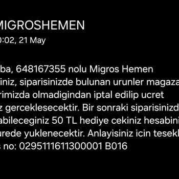 Migros Kuponum Alışveriş İptaliyle Yandı, Mağduriyetimin Giderilmesini İstiyorum