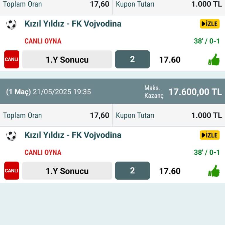 Skor Değişikliğiyle Kaybeden Kupon Ve 2000 TL Kaybı