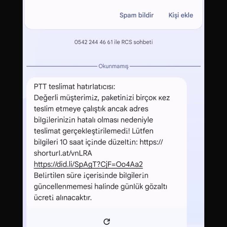 Telefon Numaram Kullanılarak Sahte Kargo Mesajı Gönderildi, Mağduriyet Yaşıyorum