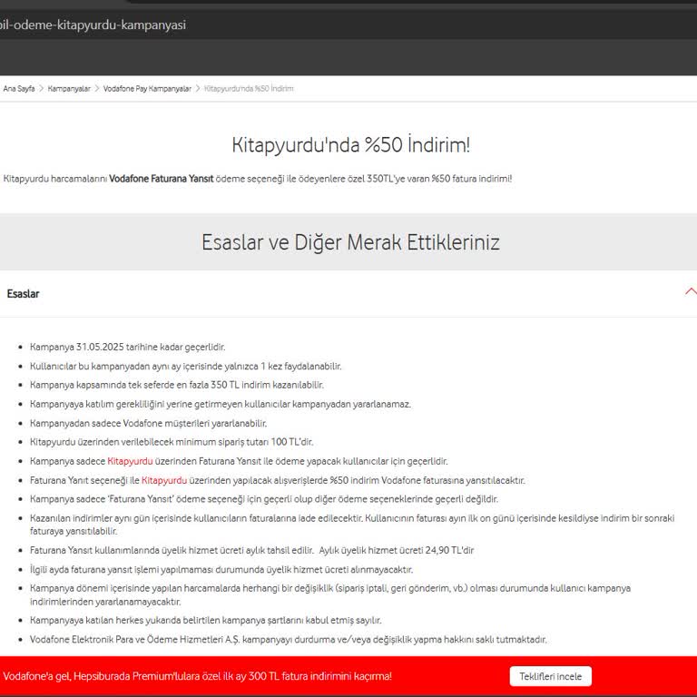 Vodafone Pay Kampanya İndirimi Eksik Uygulandı