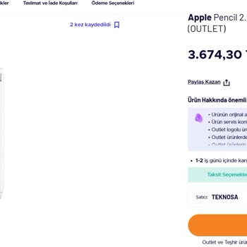 Outletten Alınan Apple Pencil 2 Kullanılamaz Halde Geldi, İade Talebim Var