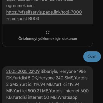 Hediye İnternetim Varken Aşım Ücreti Yansıtıldı