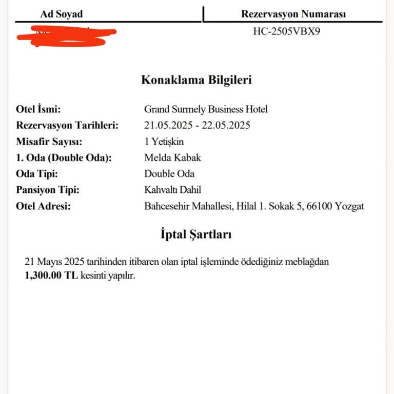Rezervasyonum Onaylanmadı Otelde Yer Yoktu