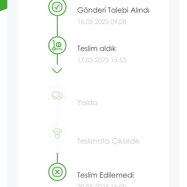 Kargom Yola Çıkmadan Teslim Edilemedi Olarak Görünüyor
