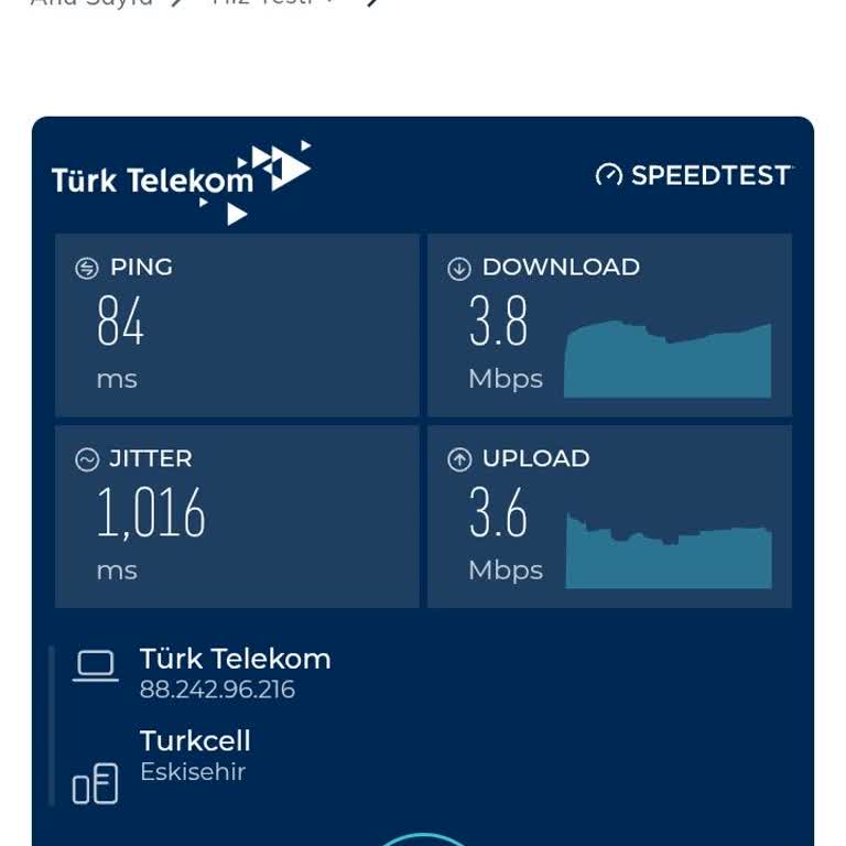Türk Telekom'da Beklenen Hızın Çok Altında İnternet Deneyimi