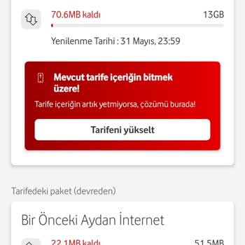 Vodafone Kullanılmayan İnternet İçin Yüksek Aşım Ücreti Mağduriyeti