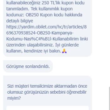 Obilet.com'da Hatalı İşlem Ve İlgisiz Müşteri Temsilcisi Mağduriyeti