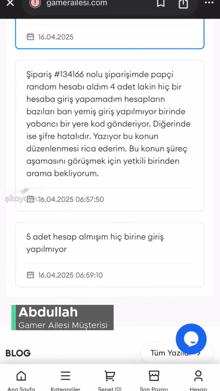 Gamer Ailesi Aldığımız Ürünlerin Teslim Edilmemesi videonun kapak resmi