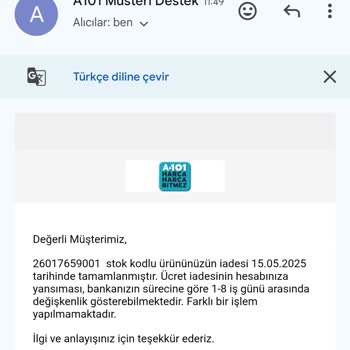 A101 Stanley Termos Değişimi Yerine Sadece Para İadesi Yapıyor, Mağdur Oldum