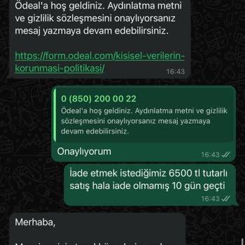 Ödeal Üzerinden Yapılan Kart İadesi Gerçekleşmedi, Mağduriyetim Giderilmiyor