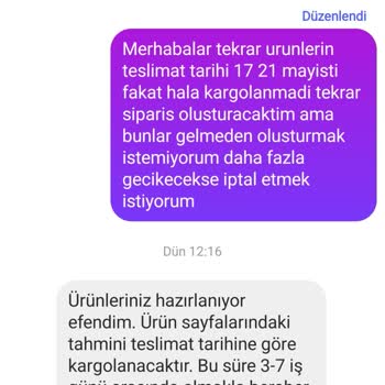 Siparişim Günlerdir Kargoya Verilmedi Sisteminiz Çok Yavaş
