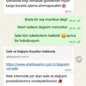 Ahel Tasarım Ürün İadesi Kabul Edilmiyor, Görselden Farklı Ürün Gönderildi