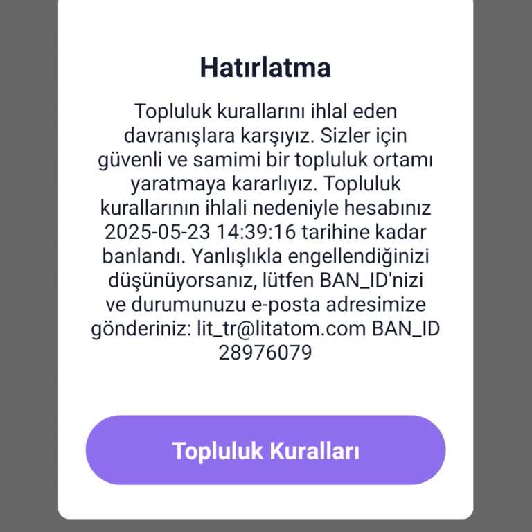 Sebepsiz Ban Nedeniyle Hesabım Kapatıldı