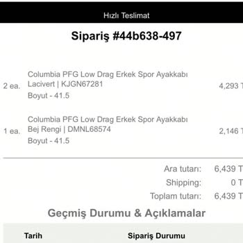 Columbiaoutletsturkiye.com Siparişim Gönderilmedi, Yanıltıcı Ürün Gönderildi