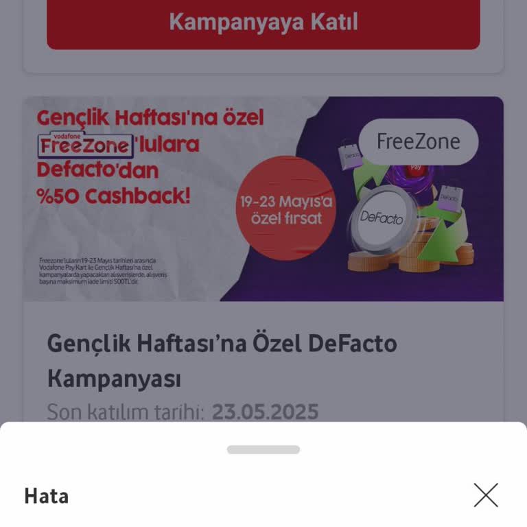 Vodafone Pay'da Gençlik Haftası Kampanyasına Katılamıyorum!