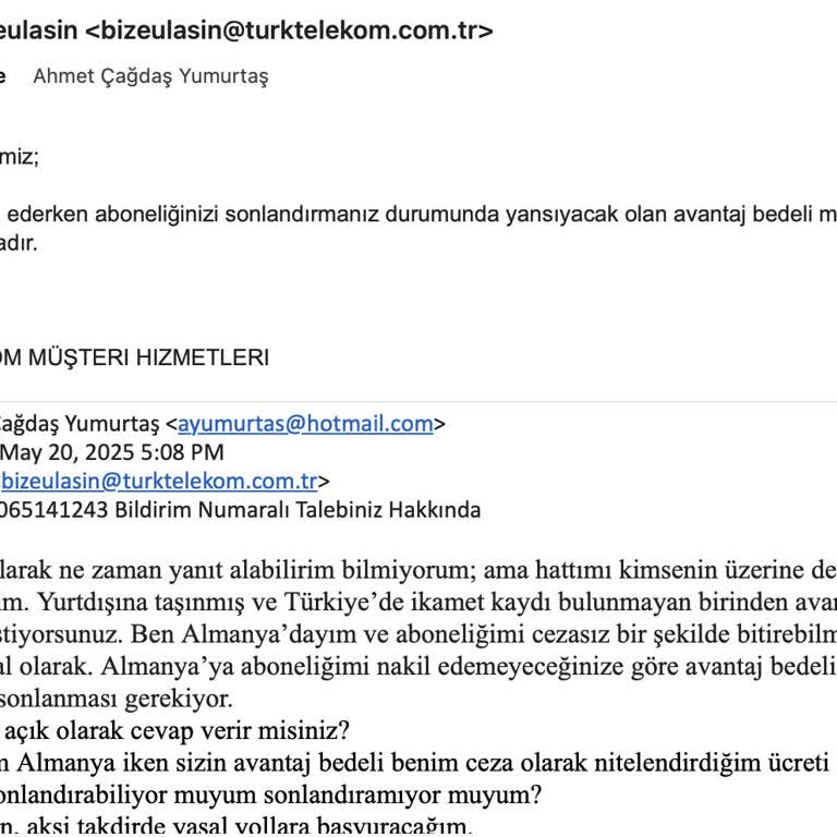 Yurt Dışına Taşındım, Abonelik İptalinde Avantaj Bedeli İsteniyor